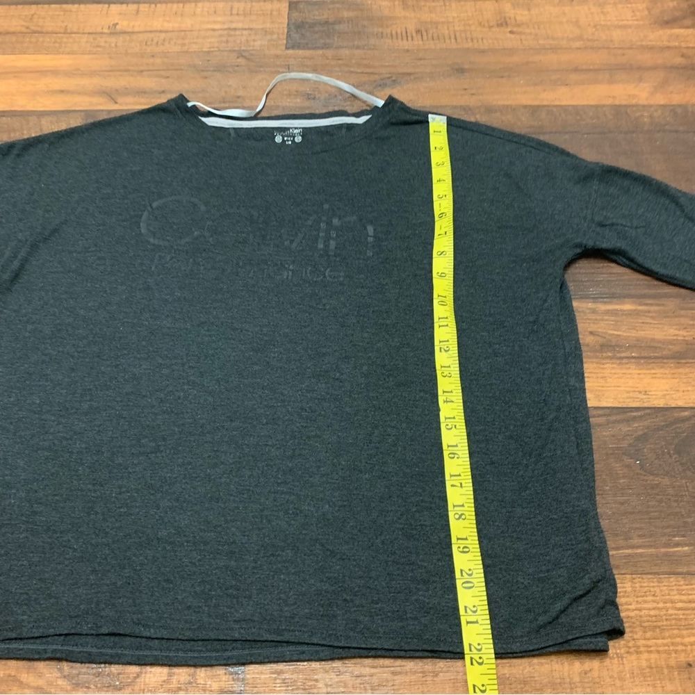 Calvin Klein Performance Top Women Large Gray Short Sleeve Blouse - Picture 5 of 10